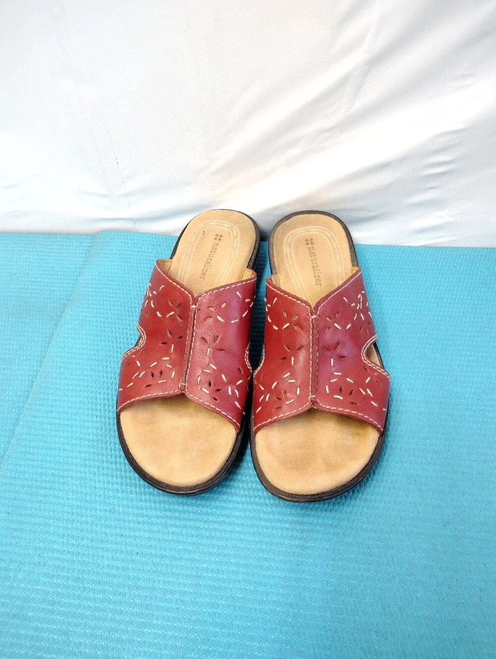 Naturalizer Viola Leather Slip On Wedge Sandals Slides 9W